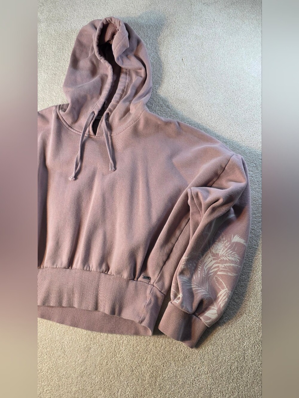 O'Neill Cropped Oversized Pullover Hoodie Surfer Beachy Rose/White Womens L